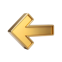 3D Golden Left Arrow Shiny Metallic Pointer Navigation Symbol Directional Sign Website Icon png
