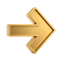 3D Render Golden Arrow Right Direction Pointer Navigation Symbol png