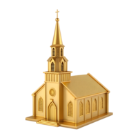 Golden Church Model 3D Render Religious Architecture Steeple Faith Christianity Golden Building png