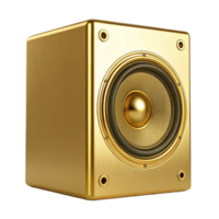 Luxury Gold Cube Speaker Modern Audio System High End Sound Equipment 3D Render png