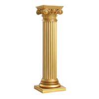 Elegant gold ionic column classic architectural design element isolated transparent background png