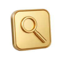 Golden Bell Notification Icon 3D Render of a Shiny Gold Bell in a Circular Frame for App Website or png