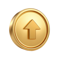 3D Golden Upload Button Icon Circular Arrow Up Symbol Premium Design Element png