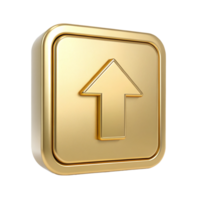 Golden Upload Button 3D Render of Luxury Square Arrow Icon png