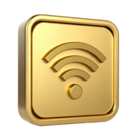 Golden Wifi Symbol Button 3D Render Wireless Network Luxury Technology Icon Internet Access png