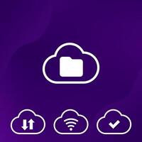 files in cloud, folder, upload and connect icons for apps vector