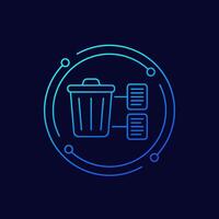 delete documents icon with a recycle bin, linear design vector