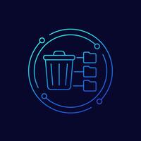 deleted file folders icon with a recycle bin, linear design vector