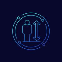 Height icon with a man, linear design vector