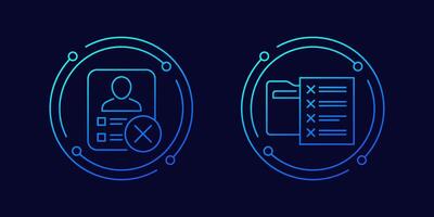 delete profile, erase user account and data icon, linear design vector