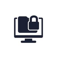 locked folder icon with a computer on white vector