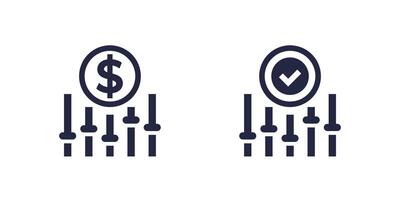 dynamic pricing, flexible price icons vector