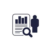 auditor icon on white, auditing financial data vector