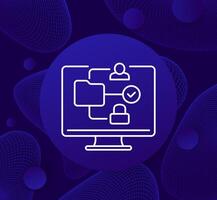 secure data in folder line icon with computer vector