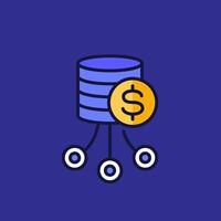 data storage costs icon with outline vector