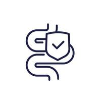 intestine line icon with a shield vector