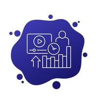 watch time icon, views analytics and metrics line vector