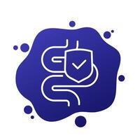 intestine icon with shield, line vector