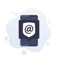 secure email, mail app icon, flat design vector