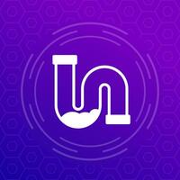 Clog in pipe, drain icon, vector