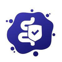 intestine icon with a shield, vector