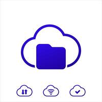 files in cloud, folder, upload and connect icons on white vector