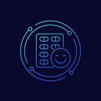 antidepressant pills icon, linear design vector