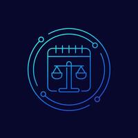 trial date icon with calendar, linear design vector