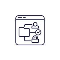 secure data in folder line icon on white vector
