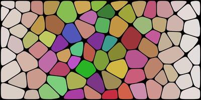 Colorful abstract pattern of irregular shapes outlined by black lines, resembling a vibrant mosaic or stained glass artwork. vector