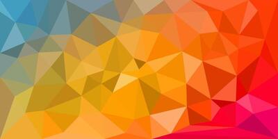 Colorful low poly gradient background with dynamic transitions from cool blues to warm reds and oranges, creating a vibrant and modern abstract design. vector