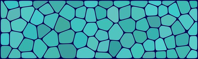 A mosaic of irregular turquoise tiles outlined in dark blue, forming a cool and modern abstract pattern inspired by aquatic tones and organic shapes. vector