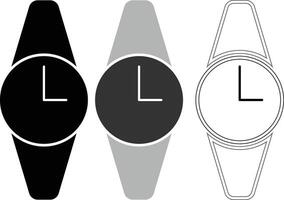 Three watches with different faces and different times vector