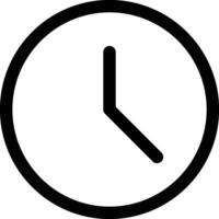 A black and white clock icon on a white background vector