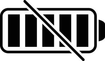 A black and white image of a battery with a crossed out symbol vector