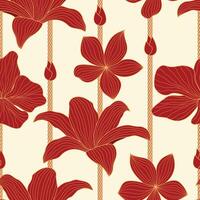 Floral seamless pattern with leaves. with vertical rope tropical background vector