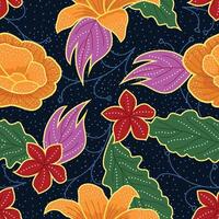seamless batik pattern on a dark background, accented with gold detailing. The design evokes a rich, rustic, and elegant mood vector