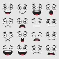 Expressive eyes and mouth, smiling, crying and surprised character face expressions. vector