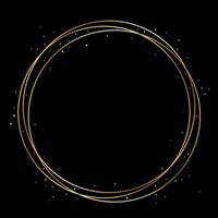 Elegant Round Gold Frame Minimal Circular Line Art on Black Background vector