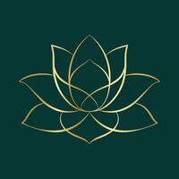 Elegant lotus line art icon with golden outline vector