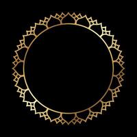 Decorative gold circular frame with ethnic lace design on black vector
