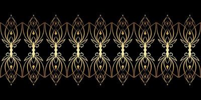 Seamless golden ornament pattern on black background for elegant design vector
