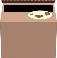 Colorful style of cardboard box with fish button toy illustration vector