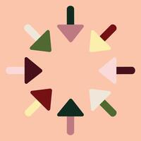 Multiple editable color arrows in a circular pattern pointing inward vector