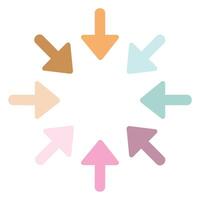 Multiple colorful arrows in a circular pattern pointing inward vector