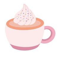 Cup of cappucino with foam cream and colorful sprinkle on the top illustration vector
