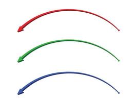 3d long curved parabolic arrow with gradient red green blue color for infographic or direction vector