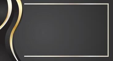 Black background with luxury gold wave frame vector