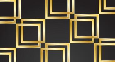 Geometric pattern gold line ornament Black background vector