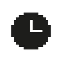 Pixelated Clock Icon. Time Management, Scheduling, And Punctuality Symbol. Retro Style Timepiece Representation. Isolated Illustration vector